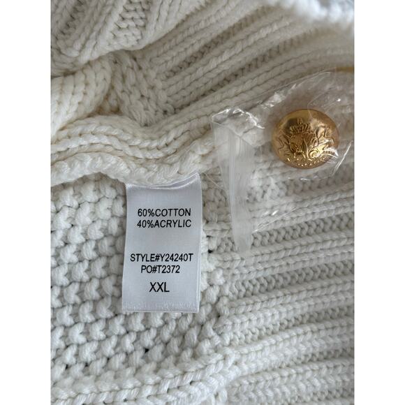 NWT Tuckernuck Ivory Cotton Colette Cable Knit Cardigan Cream Off-White Cozy XXL - Picture 8 of 9